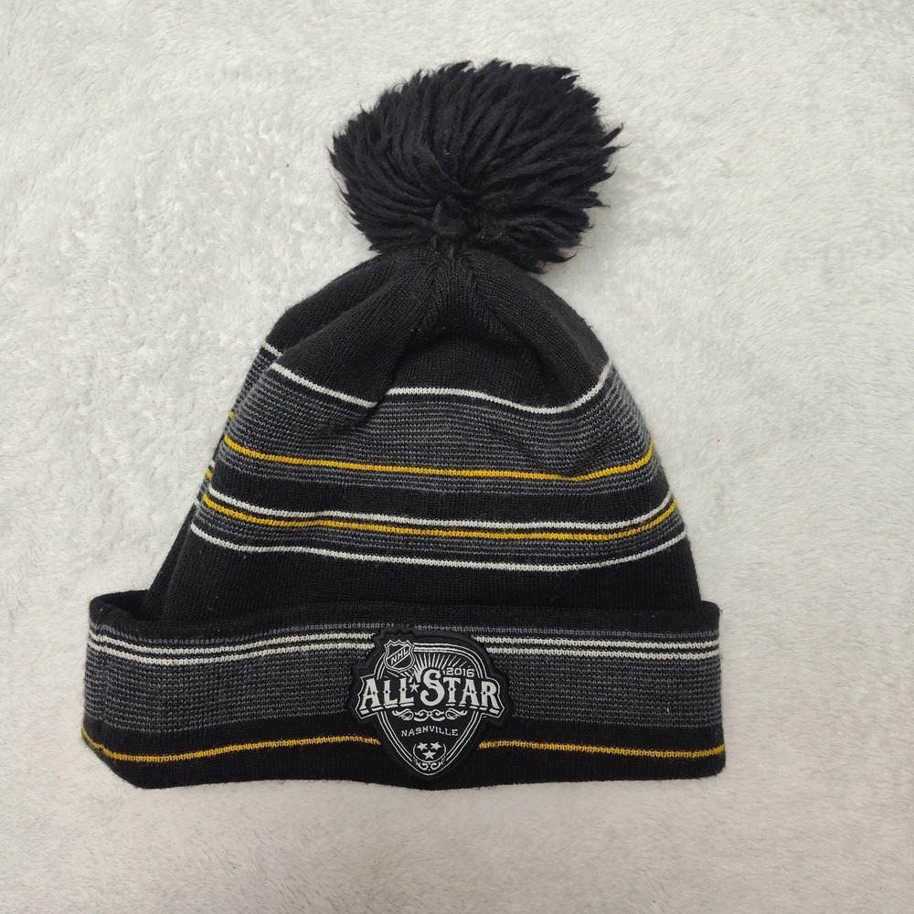 NHL All-Star 2016 Hat Cap Pom Pom Mens One Size Black NHL Hockey Reebok
